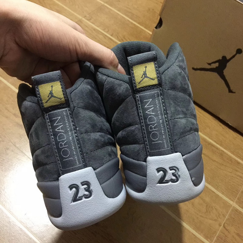 Authentic Air Jordan 12 Grey Suede